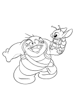 A coloring page of lilo and stitch